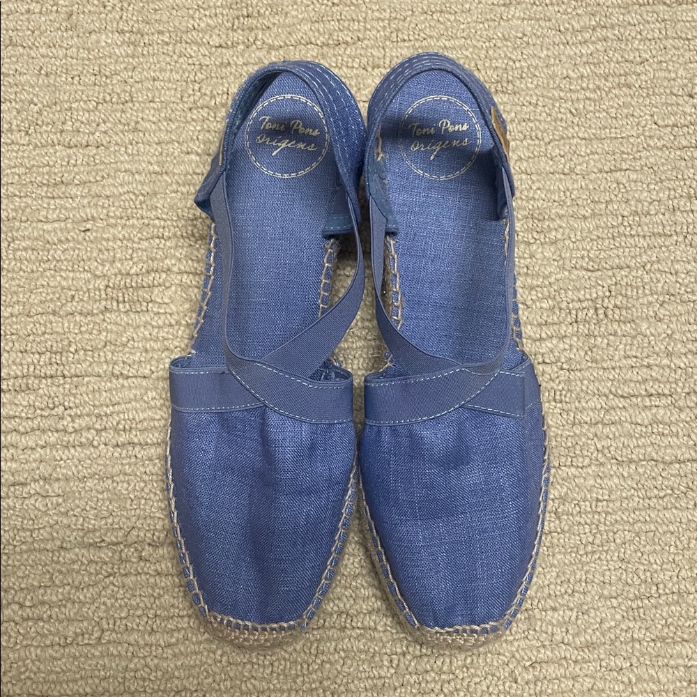Toni Pons Origens Verdi-V Espadrille Wedge Slingback: Size 40- Chambray